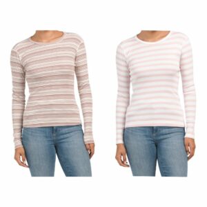 Image of sale on Stripe Crew Neck Long Sleeve Top