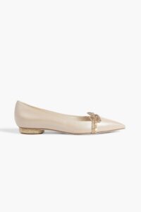 Image of sale on Agnes Crystal-embellished Leather Point-toe Flats