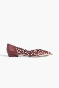 Image of sale on Guendy Embellished Tulle and Leather Point-toe Flats