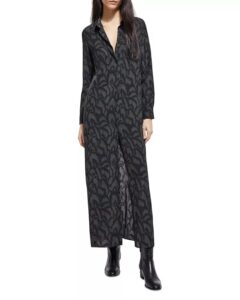 Image of sale on Feathers Printed Silk Maxi Dress
