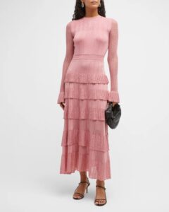 Image of sale on Tiered Ruffle Knit Midi Dress