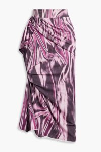 Image of sale on Draped Printed French Cotton-terry Midi Skirt