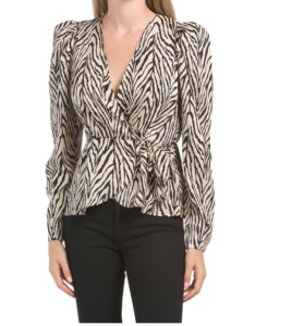 Image of sale on Long Sleeve Satin Wrap Top