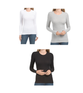 Image of sale on Ribbed Long Sleeve Crew Neck Top