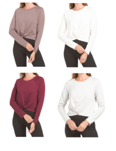Image of sale on Terry Brushed Hi-lo Twist Front Sweatshirt