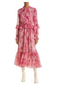 Image of sale on Alissia Botanical Print Long Sleeve Dress