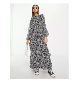 Image of sale on Vero Moda Aware Maxi Smock Dress with Ruffles in Mono Print