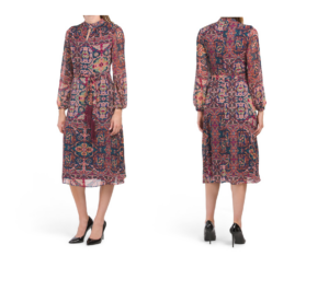 Image of sale on Patch Quilt Tassel Tie Midi Dress