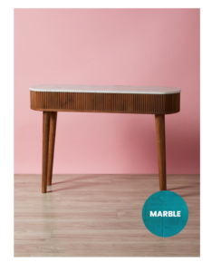 Image of sale on 30×42 Mango Wood Fluted Console Table with Marble Top