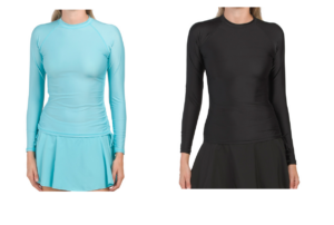 Image of sale on Ruched Side Long Sleeve Rash Guard with Back Zipper