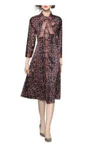Image of sale on Leopard Long Sleeve A-line Dress