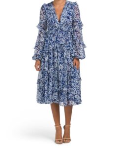 Image of sale on Long Sleeve Floral Cocktail Dress