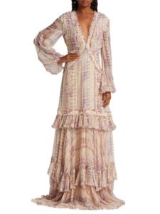 Image of sale on Rain Tiered Printed Floor Length Dress