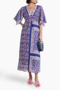 Image of sale on Ilona Printed Cotton and Silk-blend Voile Midi Dress