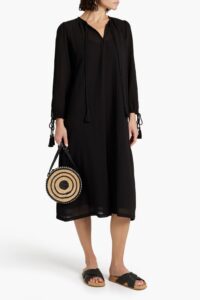 Image of sale on Lilou Tasseled Cotton-gauze Midi Dress