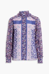 Image of sale on Ilona Printed Cotton and Silk-blend Voile Shirt