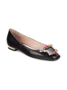 Image of sale on Margaux Embellished Buckle Leather Ballet Flats