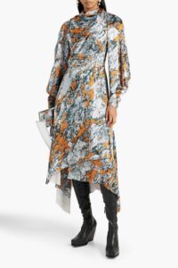 Image of sale on Asymmetric Printed Silk-crepe Maxi Dress