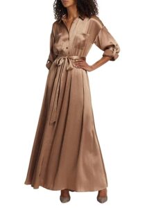 Image of sale on Cammi Belted Silk Shirt Dress