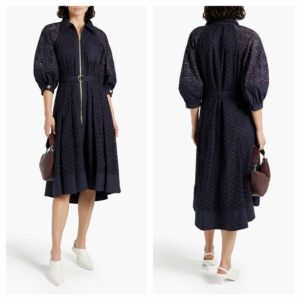 Image of sale on Belted Broderie Anglaise Cotton Midi Dress