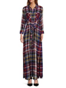 Image of sale on Cameron Plaid Maxi Shirt Dress