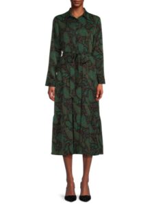 Image of sale on Paisley Print Belted Shirtdress