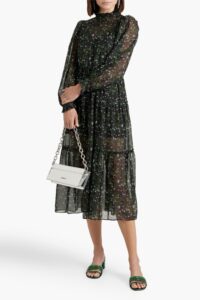 Image of sale on Tamra Ruffled Floral-print Silk-voile Midi Dress