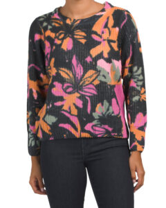 Image of sale on Long Sleeve Flower Print Sweater