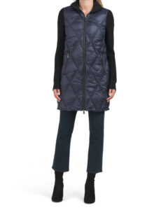Image of sale on Knit Sleeve Diamond Quilted Puffer Coat