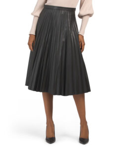 Image of sale on Faux Leather Pleated Midi Skirt