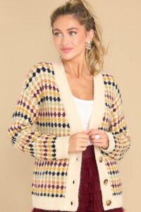 Image of sale on Want the Best Ivory Multi Print Cardigan