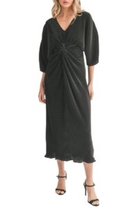 Image of sale on Pleated Twist Front Midi Dress