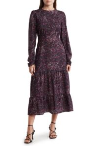 Image of sale on Floral Tiered Long Sleeve Maxi Dress