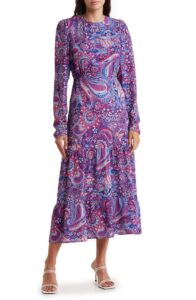 Image of sale on Paisley Long Sleeve Tiered Maxi Dress
