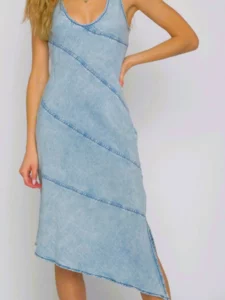 Image of sale on Noa Tencel Bias Dress in Blue