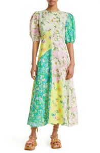 Image of sale on Kenzie Floral Patchwork Linen Midi Dress