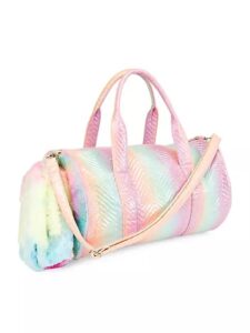 Image of sale on Quilted Chevron Faux Fur Duffle & Cosmetic Bag Set