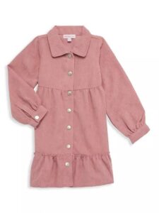 Image of sale on Little Girl’s Corduroy Button-front Tiered Dress