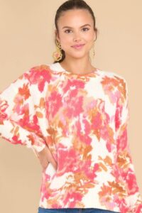 Image of sale on Bright Blooms Ivory Floral Sweater