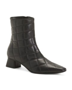Image of sale on Made in Italy Leather Quilted Low Wrapped Heel Booties