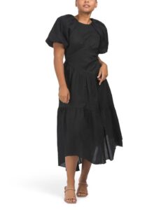 Image of sale on Gathered Seam Puff Sleeve Dress