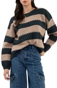 Image of sale on Stripe Crewneck Knit Sweater