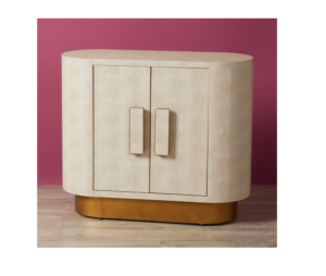Image of sale on 28×32 Faux Shagreen 2 Door Curved Storage Cabinet
