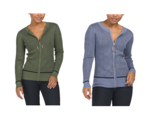 Image of sale on Ribbed Fine Gauge Zip Cardigan