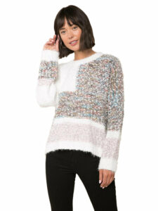 Image of sale on Landry Womens Metallic Marled Crewneck Sweater