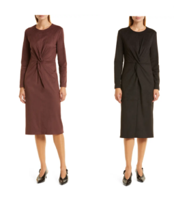 Image of sale on Front Twist Long Sleeve Faux Suede Dress