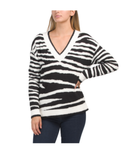 Image of sale on Zebra Eyelash V-neck Pullover