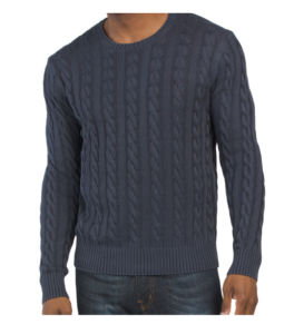 Image of sale on Long Sleeve Cotton Cable Crew Neck Sweater