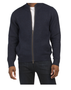 Image of sale on Long Sleeve Mock Neck Full Zip Wool Blend Sweater