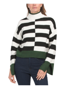 Image of sale on Wool Blend Striped Color Block Sweater